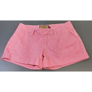 Dear John Pink White Seersucker Striped Cuffed Shorts Womens Size 27